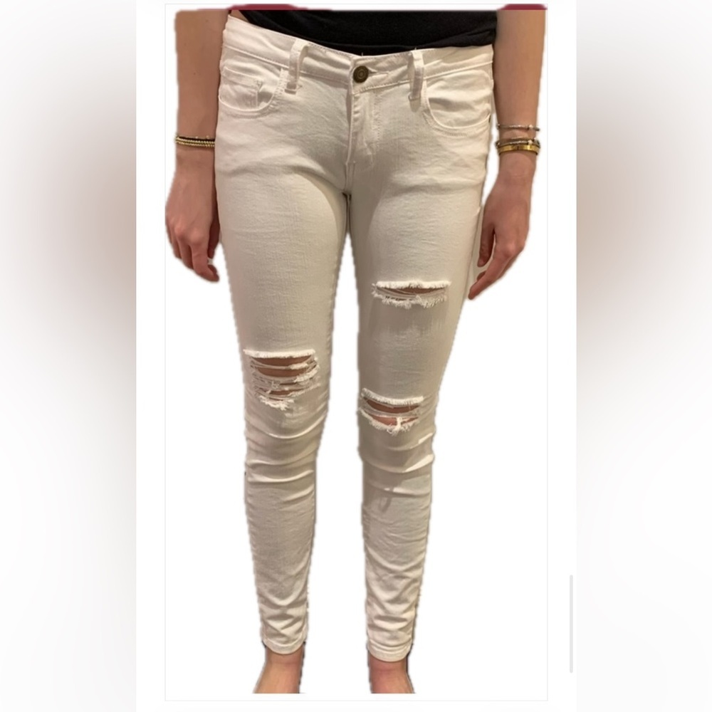 Machine White Skinny Ripped Jeans - Picture 4 of 14
